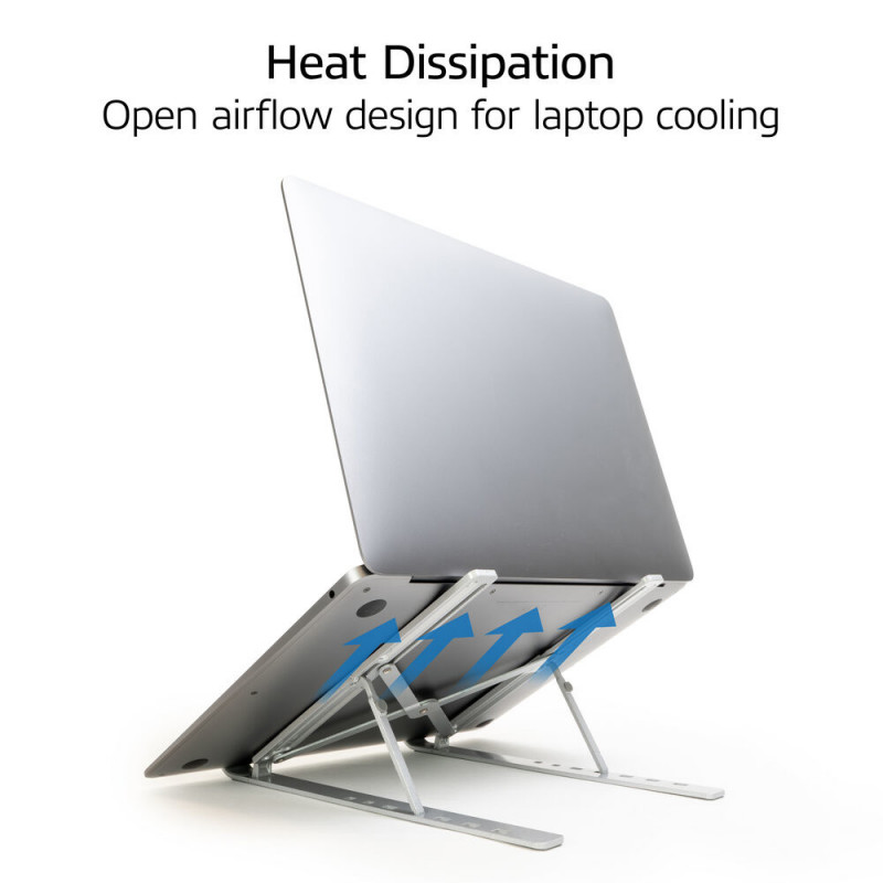 ACT Foldable Laptop Stand, 7 pakopų reguliuojamo aukščio, aliuminis, sidabrinis, ACT Essentials (AC8121)
