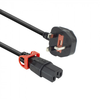 ACT maitinimo laidas UK kištukas - C15 IEC Lock+ juodas 2 m, PC3884 (PL0082)