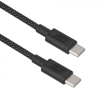 ACT USB 2.0 60W įkrovimo/duomenų kabelis USB-C į USB-C, juodas, 1 metras (AC3082)