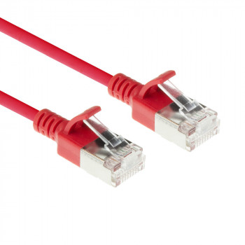ACT raudonas 3m LSZH S/FTP CAT6A Slimline tinklo kabelis su Snagless RJ45 (DB7503)