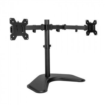 ACT AC8363 dviejų monitorių laikiklis ant stalo iki 32 inch - tvirtinimas spaustuku ir kiauryme, VESA 75/100, 8 kg vienai rankai, juodas