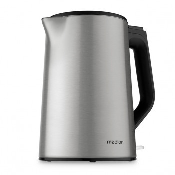MEDION Life MD12105 dviejų sienelių elektrinis virdulys 1,5 L 2200 W sidabrinis su Strix valdikliu