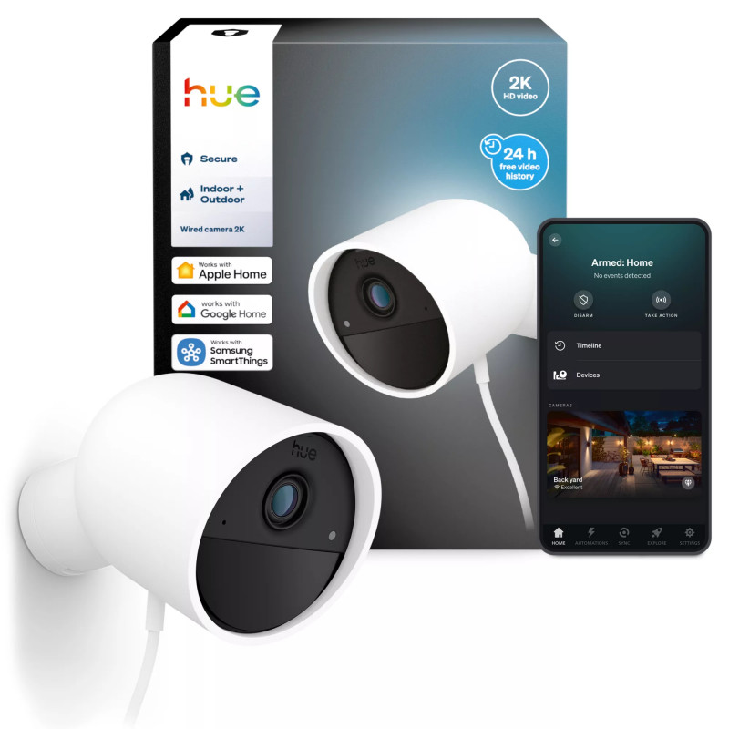 Philips Hue Secure Wired Camera 2K vaizdo raiška balta