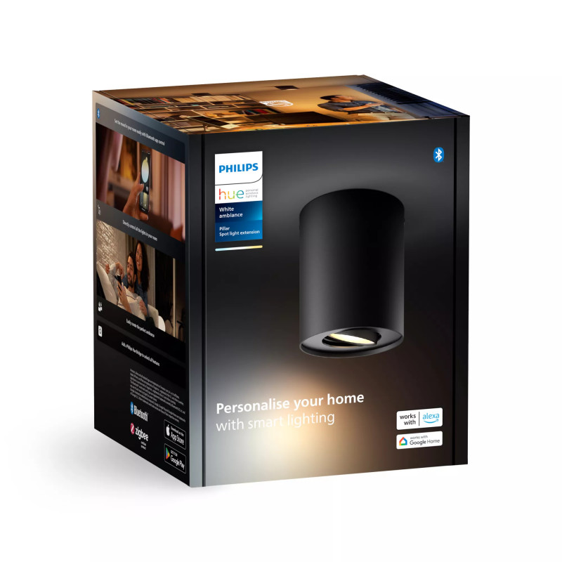 Philips Hue White Ambiance Pillar vienas prožektorius juodas praplėtimas