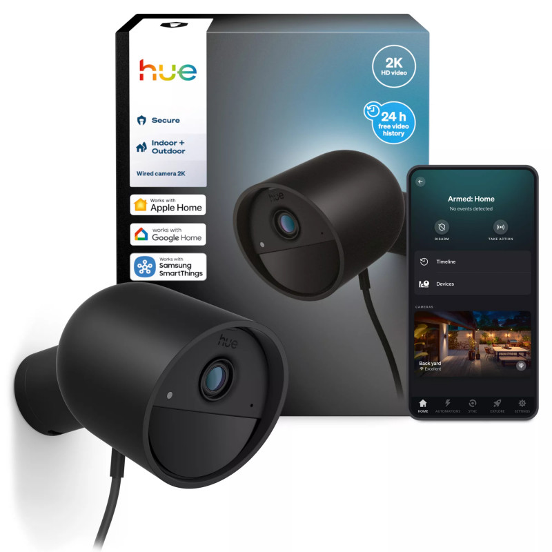 Philips Hue Secure Wired Camera 2K vaizdo raiška juoda