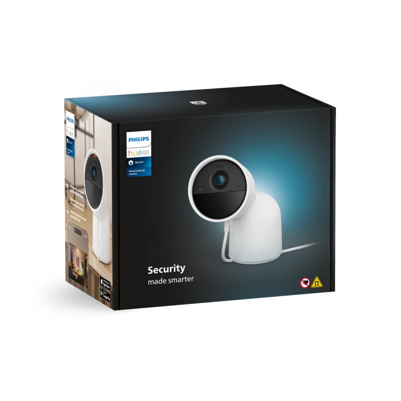 Philips Hue Secure Wired Camera su stovu, balta