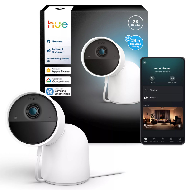 Philips Hue Secure laidinė kamera su stovu 2K vaizdo raiška, balta