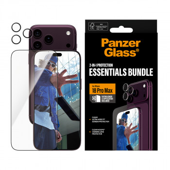 PanzerGlass 2-in-1 Essentials rinkinys: ekrano apsauga ir fotoaparato lęšių apsauga iPhone 18 Pro Max