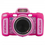 VTech Kidizoom Duo FX rožinis skaitmeninis fotoaparatas su dvigubais objektyvais, 5MP, 2,4 colio spalvotas LCD, žaidimai, microSD lizdas, USB, 4x AA 80-519954