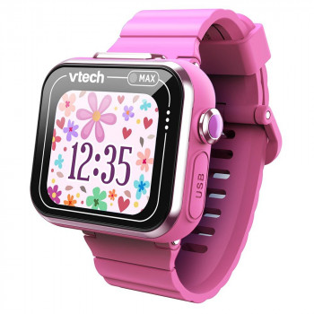 VTech KidiZoom Smart Watch MAX rožinis vaikų išmanusis laikrodis su dvigubomis kameromis, 20+ žaidimų, aktyvumo stebėjimu, atsparus purslams