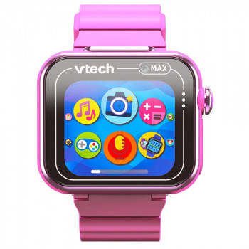 VTech KidiZoom Smart Watch MAX rožinis vaikų išmanusis laikrodis su dvigubomis kameromis, 20+ žaidimų, aktyvumo stebėjimu, atsparus purslams