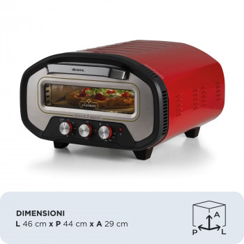 Ariete elektrinė picų krosnelė DA GENNARO raudona/nerūdijantis plienas, 2200W, picoms iki 30 cm