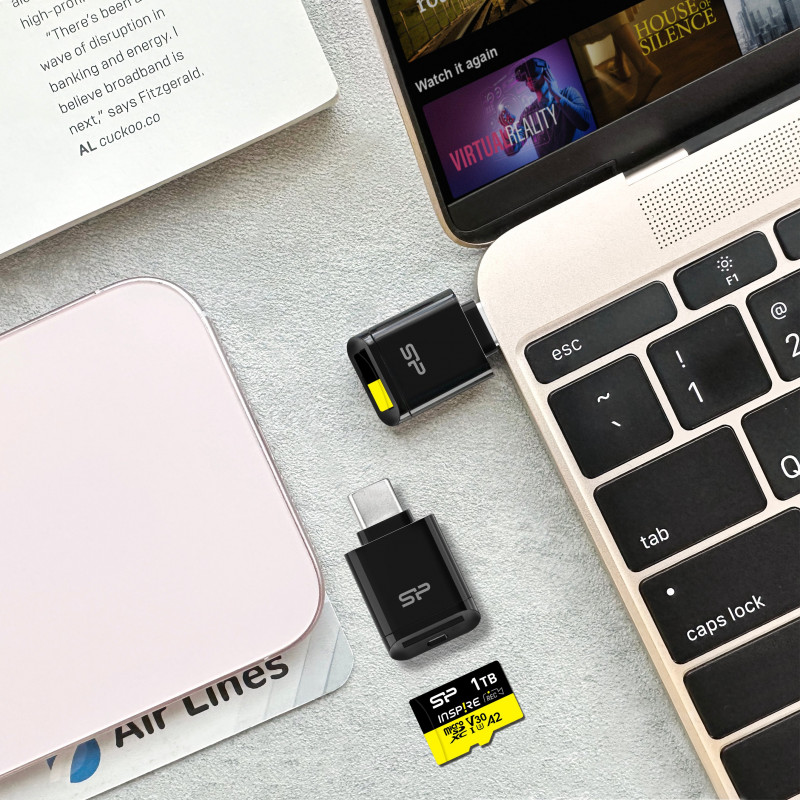 Silicon Power C200 USB-C 3.2 microSD kortelių skaitytuvas - Juodas