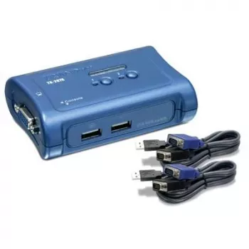TRENDnet 2 prievadų USB KVM jungiklis su kabelių rinkiniu, 2048 x 1536 raiška, įrenginių stebėjimas, automatinis skenavimas, garsinis grįžtamasis ryšys, USB 1.1