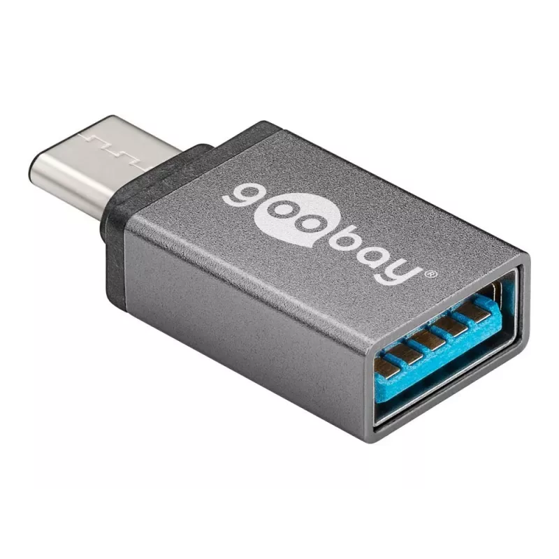 Wentronic Goobay USB-C™ adapteris - USB 3.0 A lizdas, pilkas, skirtas USB-C™ ir USB-A įrenginių sujungimui (56621)