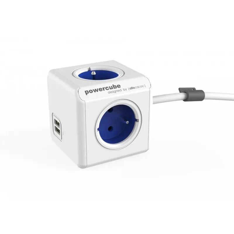 Allocacoc PowerCube 2402BL/FREUPC ilgintuvas 1,5 m 4 AC lizdai Vidaus patalpoms Mėlyna, Balta