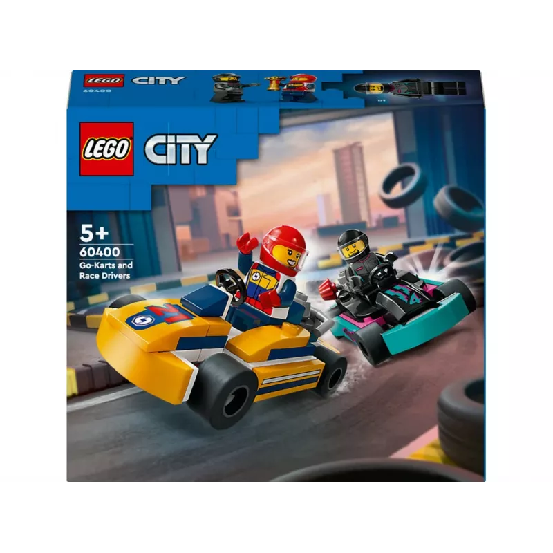 Konstrukcinis žaislas LEGO 60400 City Go-Karts su lenktynininkais – rinkinys su minifigūrėlėmis ir transporto priemonėmis