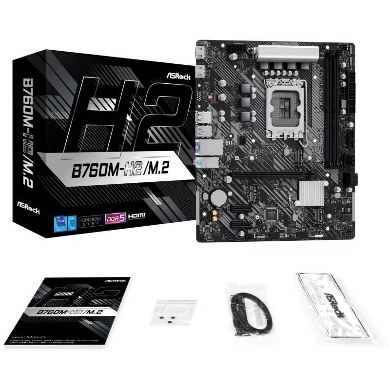 ASRock B760M-H2/M.2 DDR5 LGA1700 Micro-ATX pagrindinė plokštė
