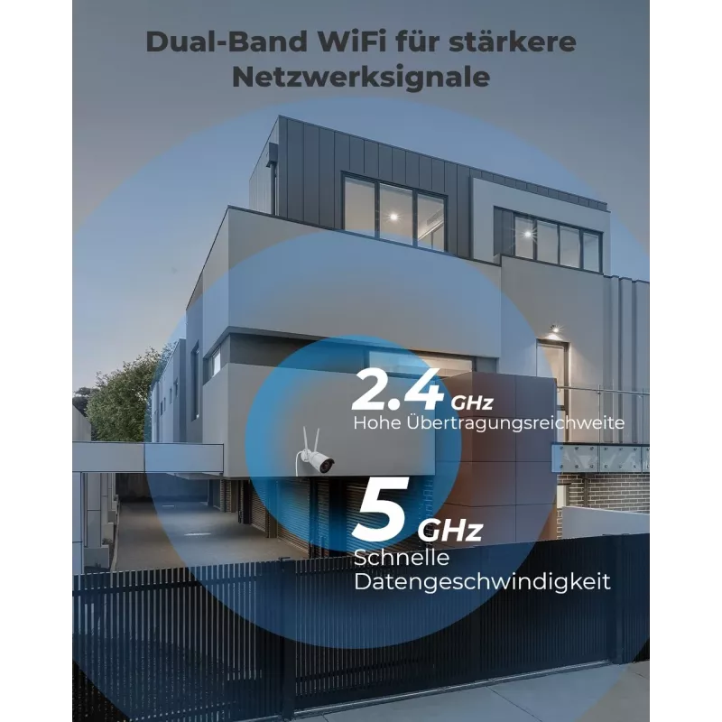Reolink W320 - 5MP lauko stebėjimo kamera, 2.4/5 GHz Wi-Fi, asmens/transporto priemonės/gyvūno aptikimas, 100 pėdų naktinis matymas