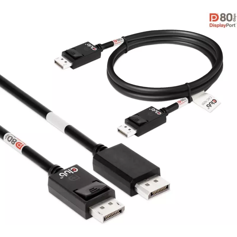 Club 3D CAC-1091 DisplayPort 2.1 kabelis, VESA DP80 sertifikuotas, dvikryptis, 4K120Hz / 8K60Hz / 10K30Hz, kištukas–kištukas, 1,2 m
