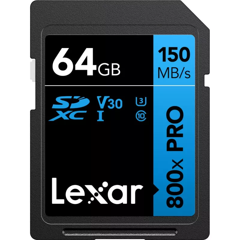 „Lexar 800xPRO 64 GB SDXC UHS-I“ atminties kortelė – 150 MB/s, U3, V30, 10 klasė