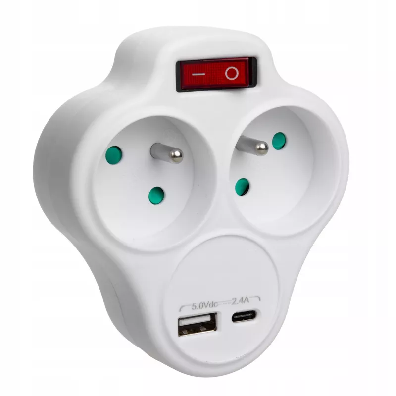 Dvigubas kištukinis lizdas su USB MACLEAN MCE336E, E tipo