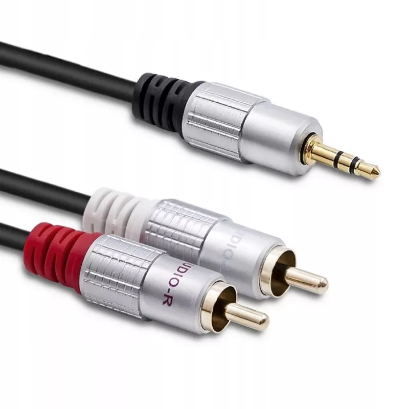 Garso kabelis Qoltec 52339 1m 2xRCA 3.5mm Juodas