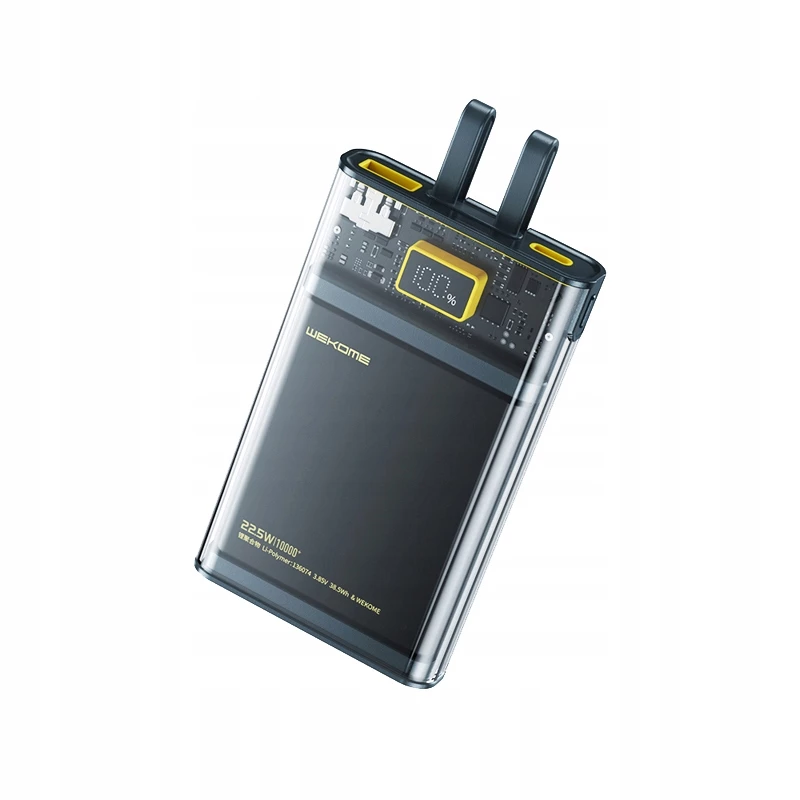 WEKOME WK-WP-323 Vanguard powerbankas, 10000 mAh, įmontuoti USB-C ir Lightning kabeliai, PD 20 W + QC 22,5 W