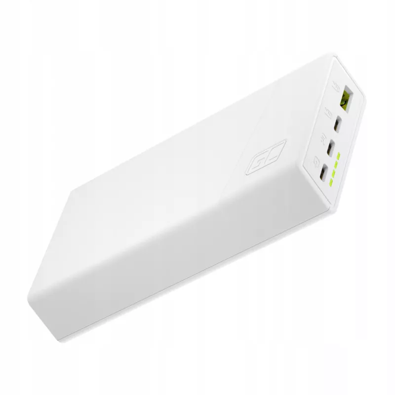 Green Cell PowerPlay20s 20000mAh 22.5W balta nešiojama baterija 3x USB-C PD QC 3.0
