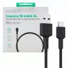 AUKEY CB-CD30 USB-A į USB-C kabelis 0,9 m, pintas nailonu, 60W PD, 3A, juodas