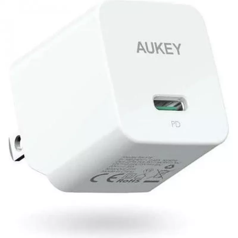 Mini tinklo įkroviklis AUKEY PA-Y20S Baltas 1xUSB-C 20W PD Power Delivery