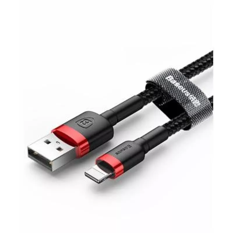USB-A į Lightning laidas Baseus Cafule 2.4A QC 3.0, 1 m — juodas/raudonas