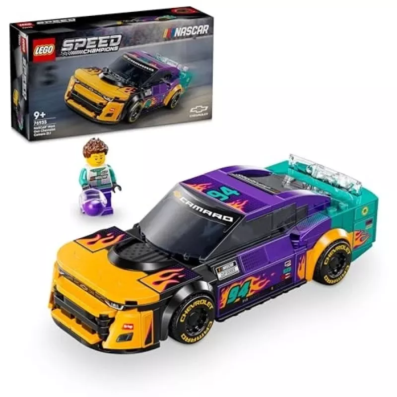LEGO Speed Champions 76935 NASCAR Next Gen Chevrolet Camaro ZL1, 328 detalių, 1 minifigūrėlė, nuo 9 m.
