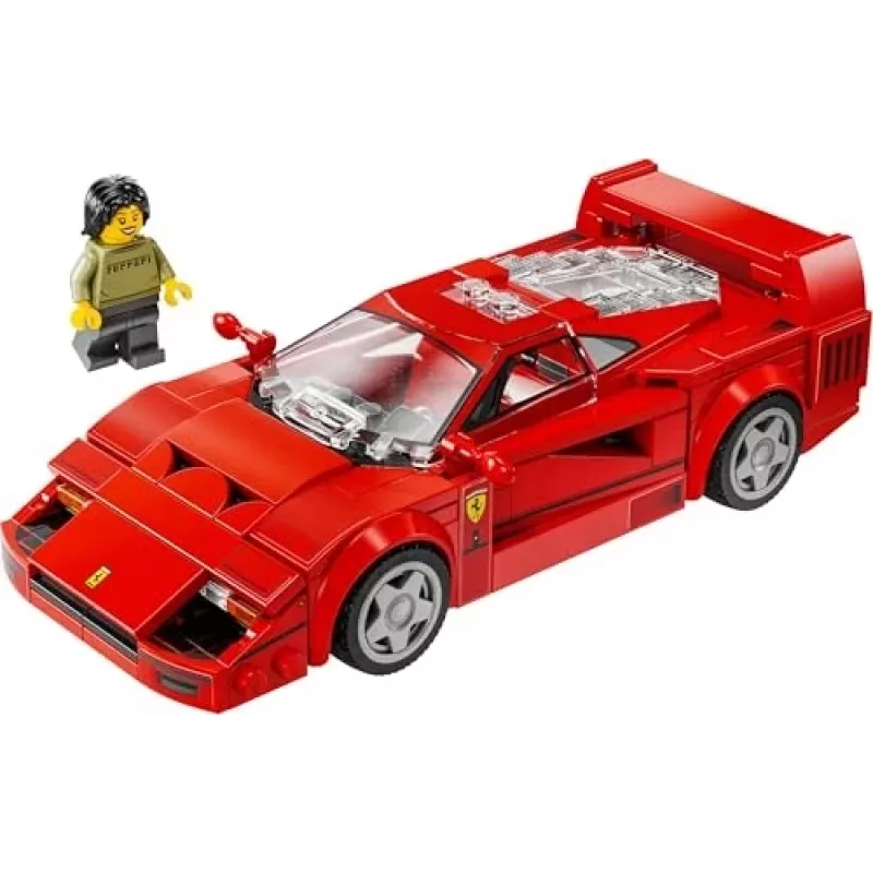 LEGO Speed Champions Ferrari F40 Supercar statomas modelis su vairuotojo minifigūrėle, 9+ metų vaikams