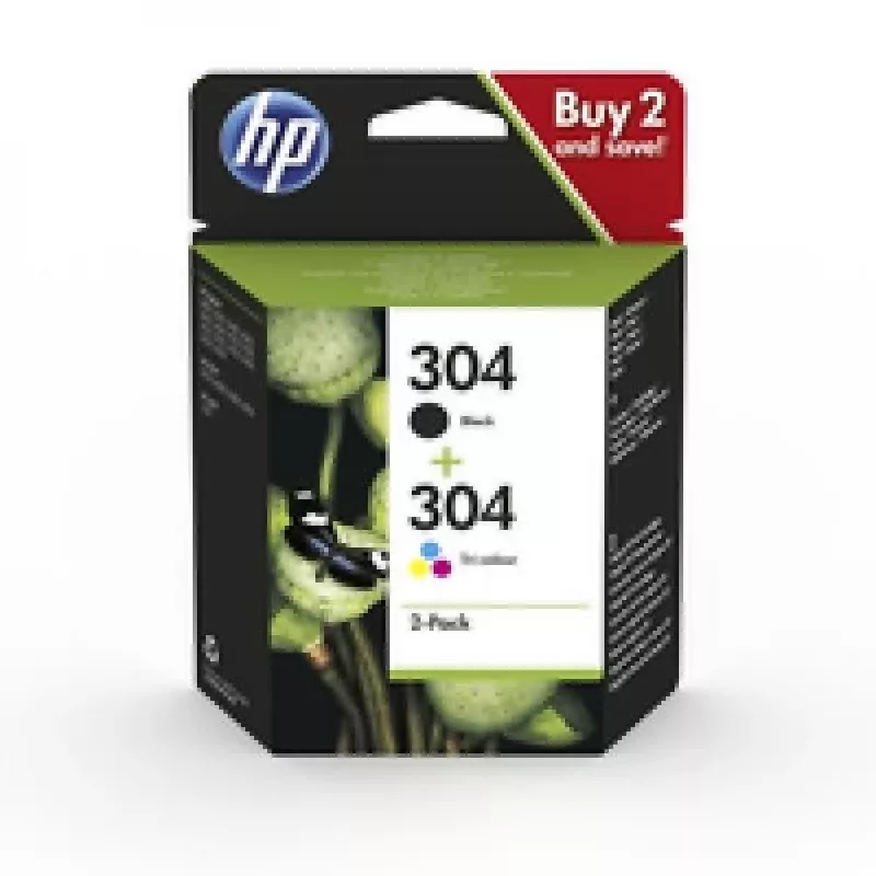 HP 304 2 rinkinys Juoda/Trispalvė Originalios HP kasetės