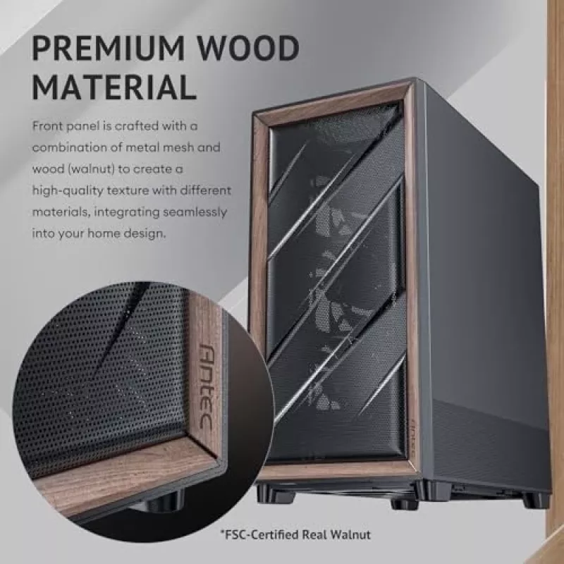 Antec 0-761345-10133-2 kompiuterio korpusas MIDI Tower juodas medinis