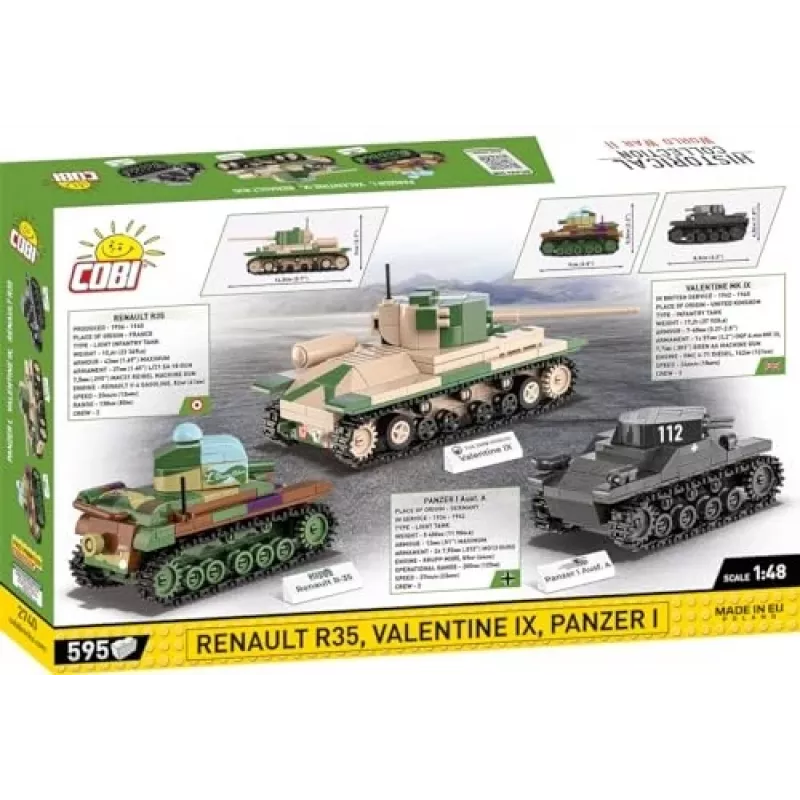 Konstruktorius COBI Renault R35, Valentine IX, Panzer I 595 dalių