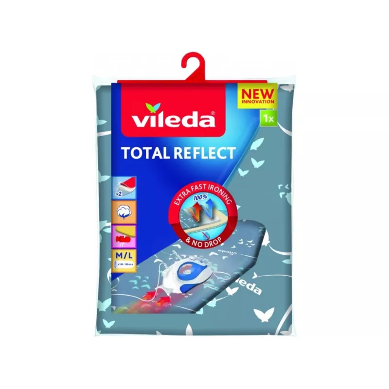 VILEDA Total Reflect mėlynos, pilkos, baltos spalvos lyginimo lentos viršutinis užvalkalas 1300 x 450 mm lentoms