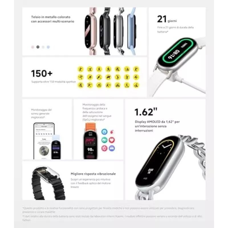 Xiaomi Smart Band 9 riešinė aktyvumo stebėjimo apyrankė 4,11 cm (1,62 inch) Arkties mėlyna