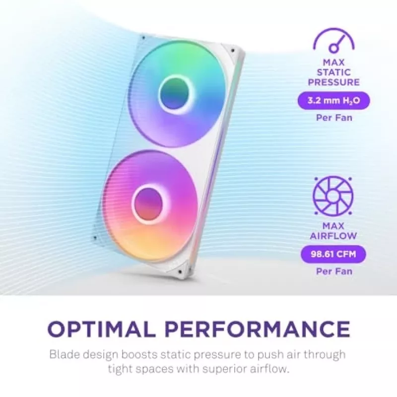 Ventiliatorių blokas NZXT RF-U28HF-W1 140mm 2000 RPM 98.61 CFM baltas