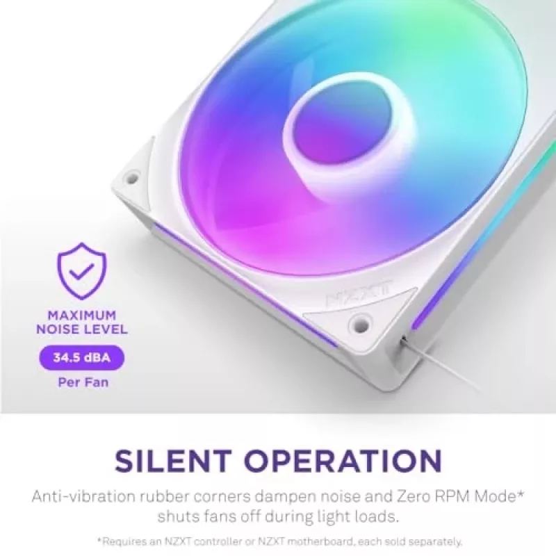Ventiliatorių blokas NZXT RF-U28HF-W1 140mm 2000 RPM 98.61 CFM baltas