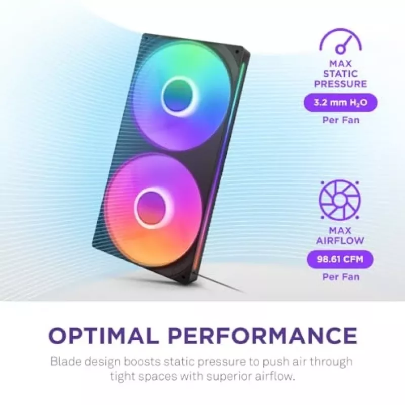 NZXT F280 RGB Core 140mm ARGB PWM 2 vienete juodi