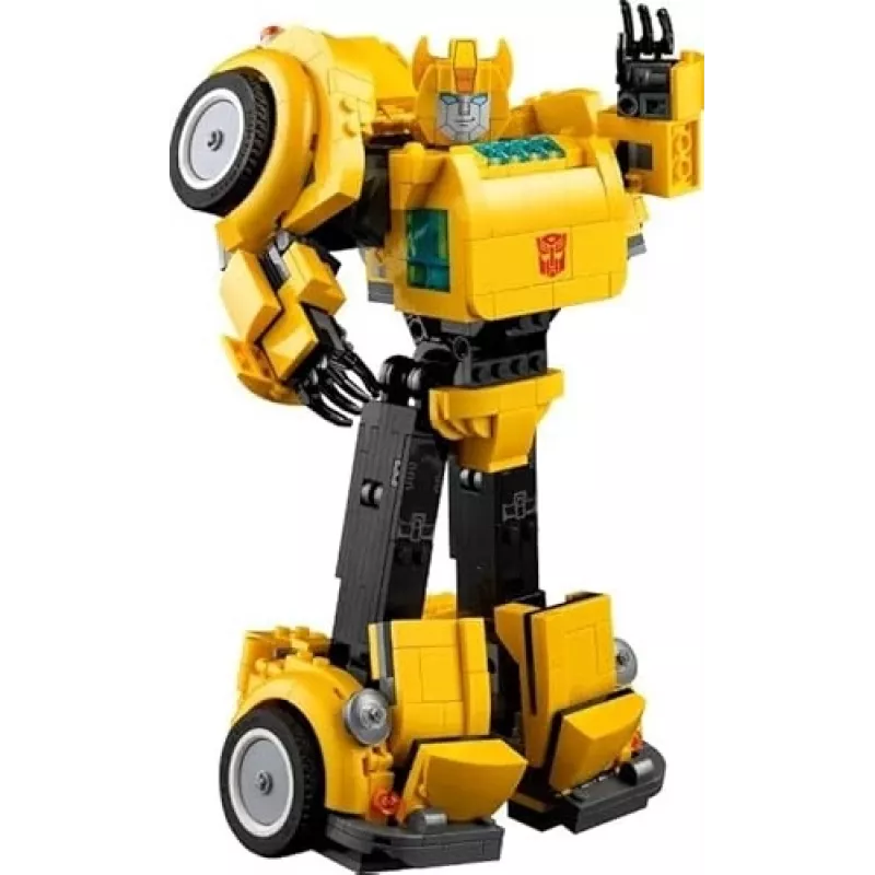 LEGO Icons Transformers Bumblebee konstruktorius – veiksmo figūrėlė suaugusiems, transformuojasi į automobilį