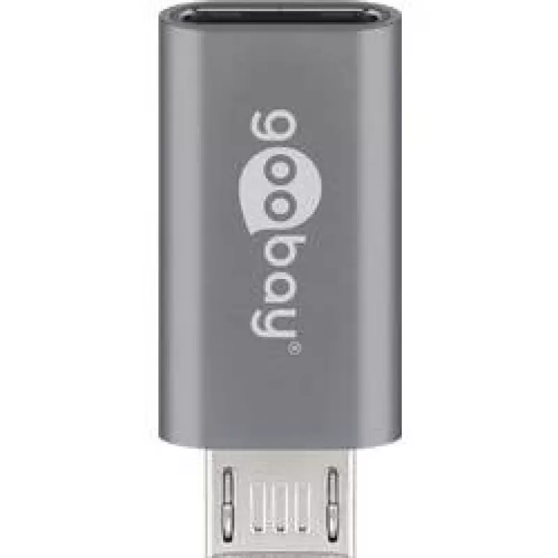 Goobay USB 2.0 Hi-Speed adapteris, pilkas – USB-C™ lizdas > USB 2.0 Micro kištukas (B tipas) (55553)