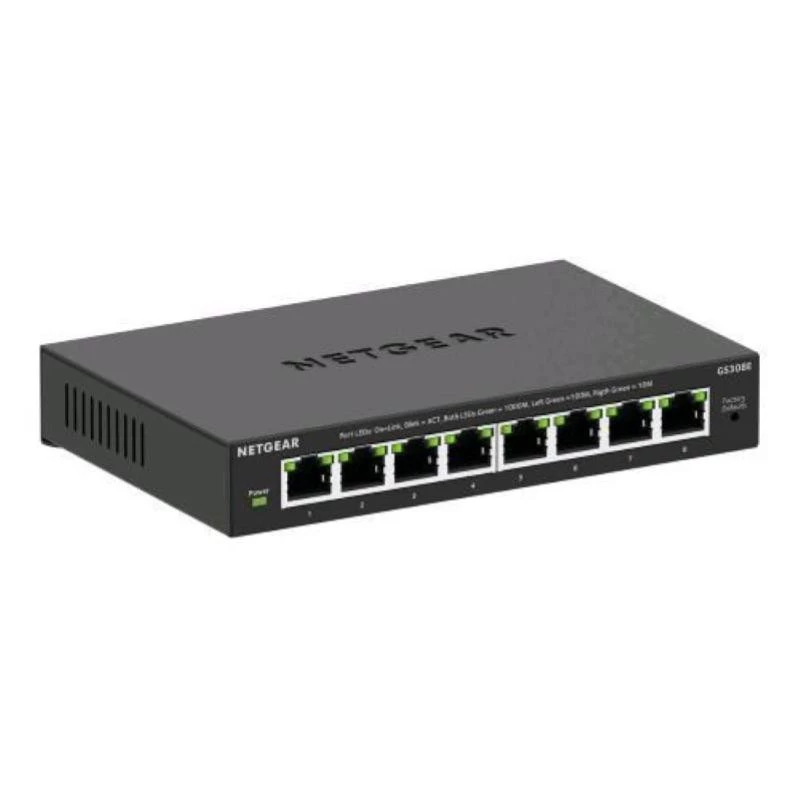 NETGEAR GS308E valdomas L2/L3 Gigabit Ethernet (10/100/1000) jungiklis, 8 prievadai, juodas