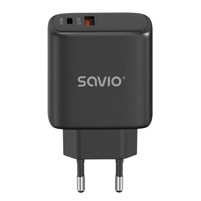 Laikiklis SAVIO LA-06/B USB Type-C 30W Power Delivery 1x USB-C Juodas, 5–20V, 3A/9V, 3A/5V, 3A/12V, 2.1A