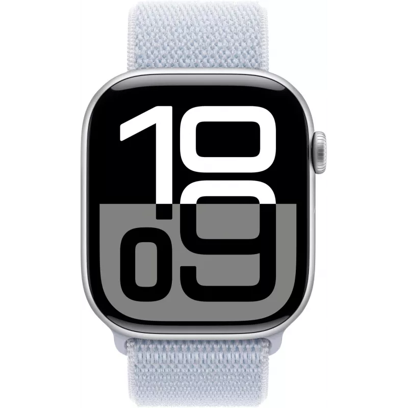 APPLE Watch Series 10 GPS 46mm sidabrinis aliuminio korpusas su Blue Cloud Sport Loop apyranke