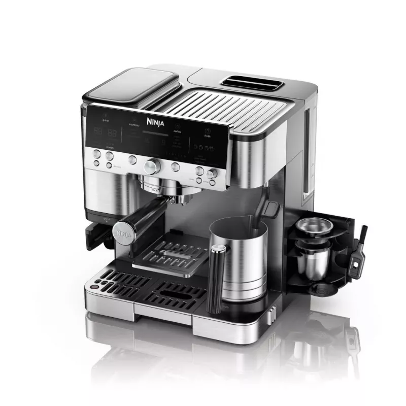 Espresso aparatas Ninja ES601EU – 2 L vandens bakas, 1 puodelio talpa, juoda/nerūdijantis plienas