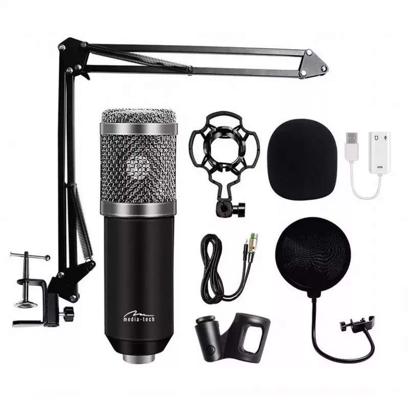 Stalinis mikrofonas MEDIA-TECH MT397S – laidinis, XLR įėjimas, 20–20000 Hz, 150 Ω, -32 dB, 2,4 m laidas