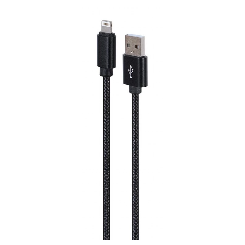 Gembird CCDB-mUSB2B-AMLM-6 kabelis iš USB-A į Lightning, su medvilniniu apvalkalu, metalinės jungtys, USB 2.0, 1,8 m, juodas